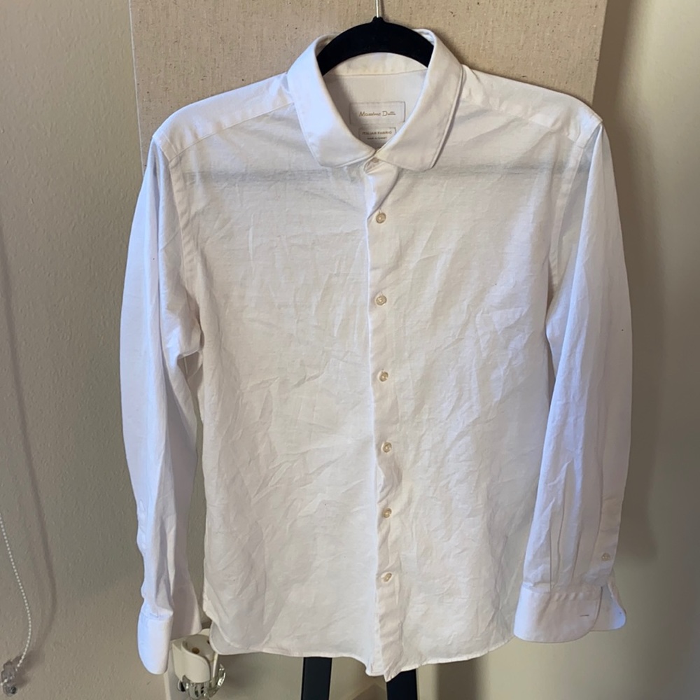 Men’s massimo dutti white button up shirt size medium